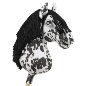 Arkliukas ant lazdos Super Hobby Horse Premium - dėmėtas arklys su juodais karčiais A3