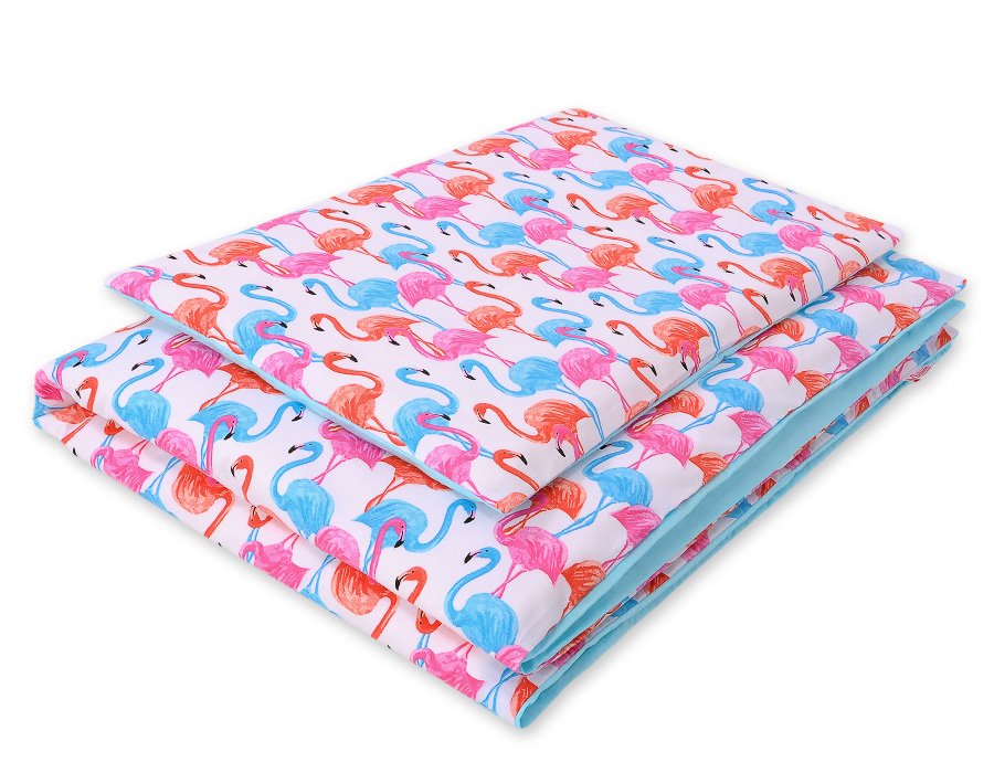 Kūdikio patalynės komplektas iš medvilnės, 2 dalių, 140x200 Junior - flamingas