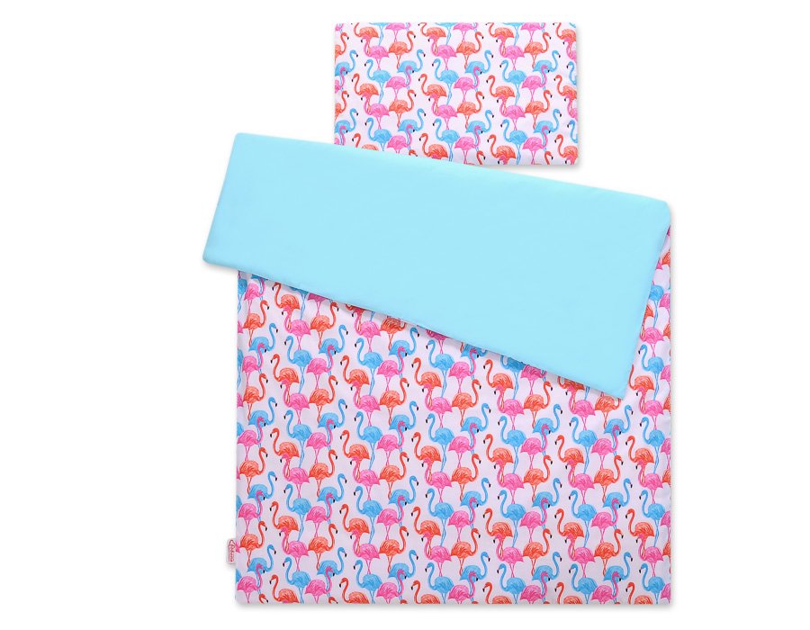 Kūdikio patalynės komplektas iš medvilnės, 2 dalių, 140x200 Junior - flamingas - Image 3