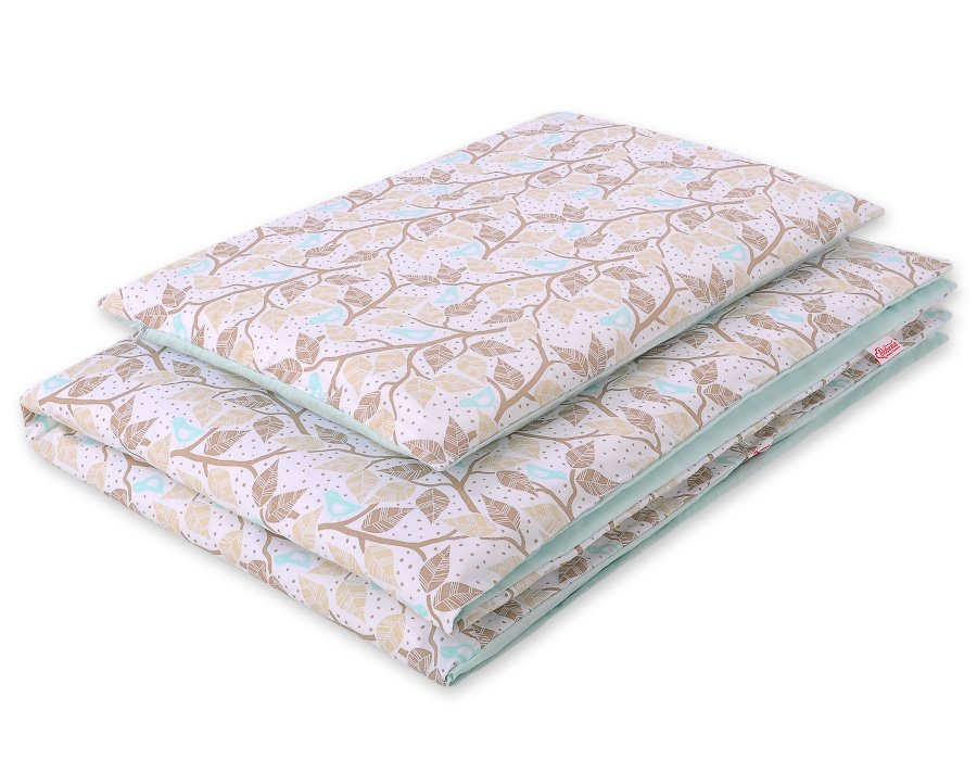 Baby cotton bedding set 2-pcs 135x100 cm- beige leaves