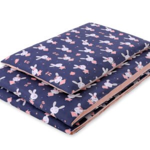 Baby cotton bedding set 2-pcs 140x200 Junior - rabbits navy blue