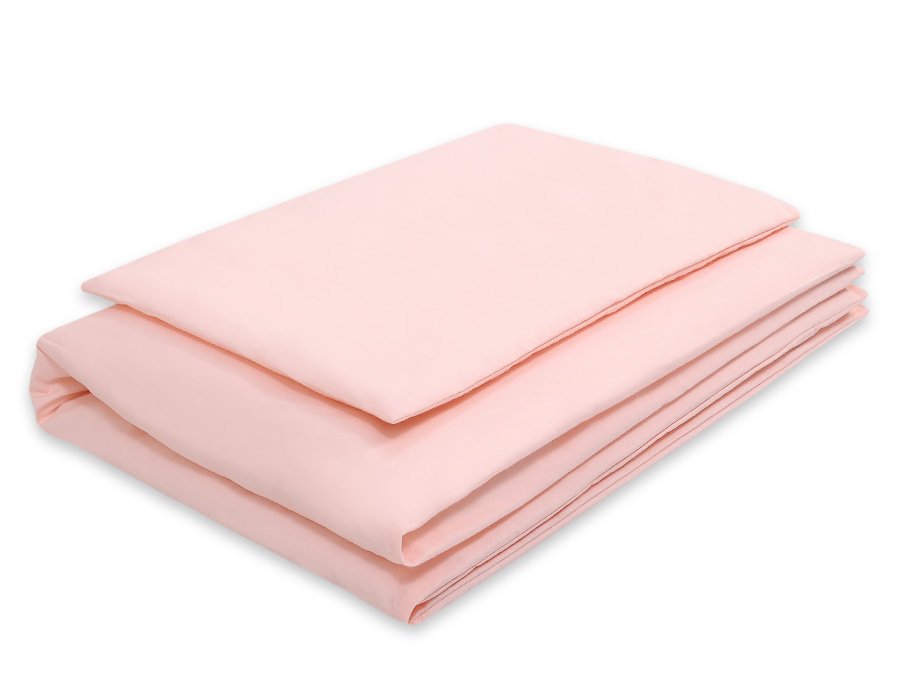 Medvilninis vaikiškas patalynės komplektas, 2 dalys: pagalvės užvalkalas 60x40 cm ir antklodės užvalkalas 135x100 cm – pudros rožinės spalvos - Image 4
