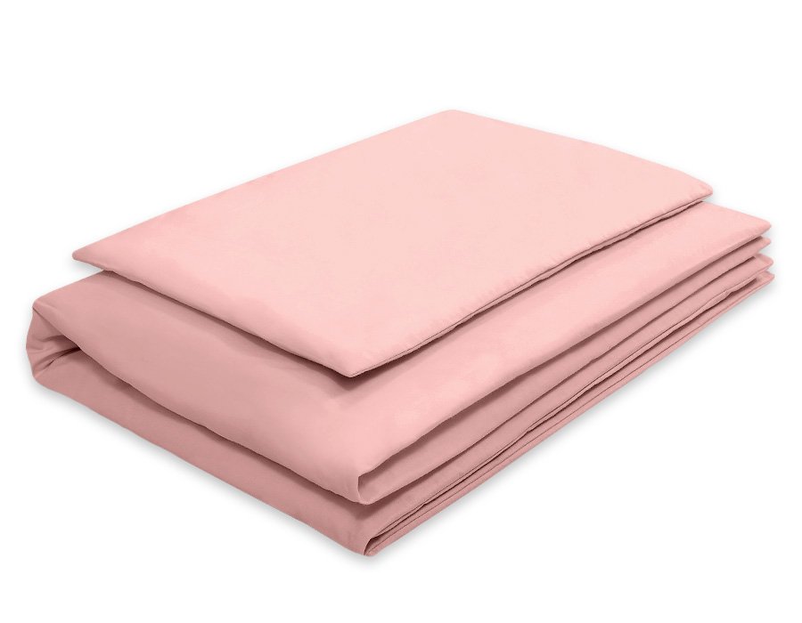 Medvilninis vaikiškas patalynės komplektas, 2 dalys: pagalvės užvalkalas 60x40 cm ir antklodės užvalkalas 135x100 cm – pastelinis rožinis - Image 2