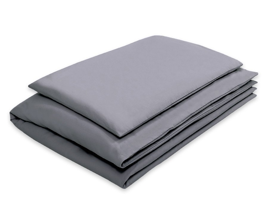 Medvilninis vaikiškas patalynės komplektas, 2 dalys: pagalvės užvalkalas 60x40 cm ir antklodės užvalkalas 135x100 cm – antracitinis - Image 2