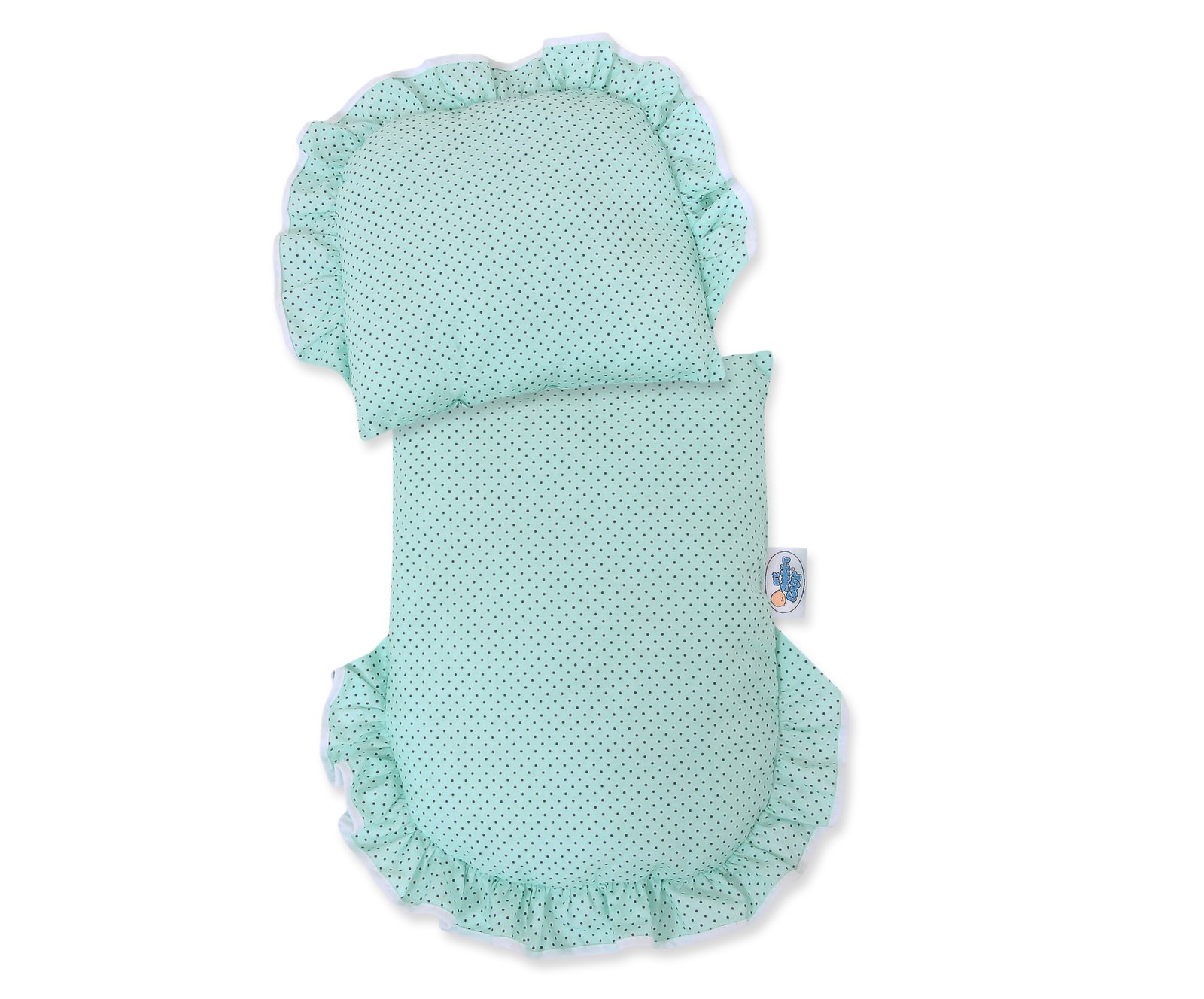 Baltas pintas lėlių vežimėlis-sportinukas su mėtų spalvos patalyne ir minkštu pamušalu, STELLA - Image 4