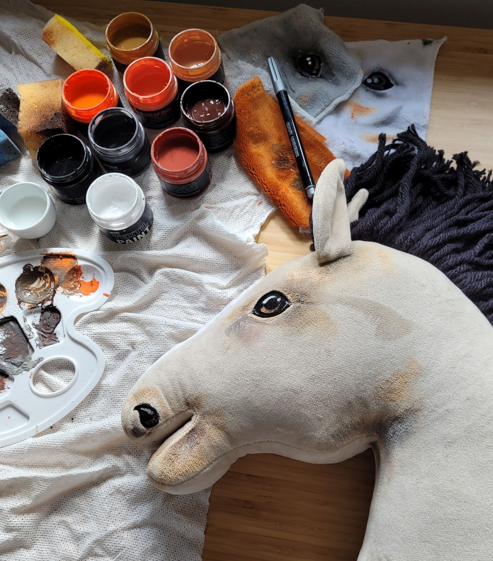 Arkliukas ant lazdos Super Hobby Horse Premium - šviesiai geltonai pilkas arklys A3 - Image 4