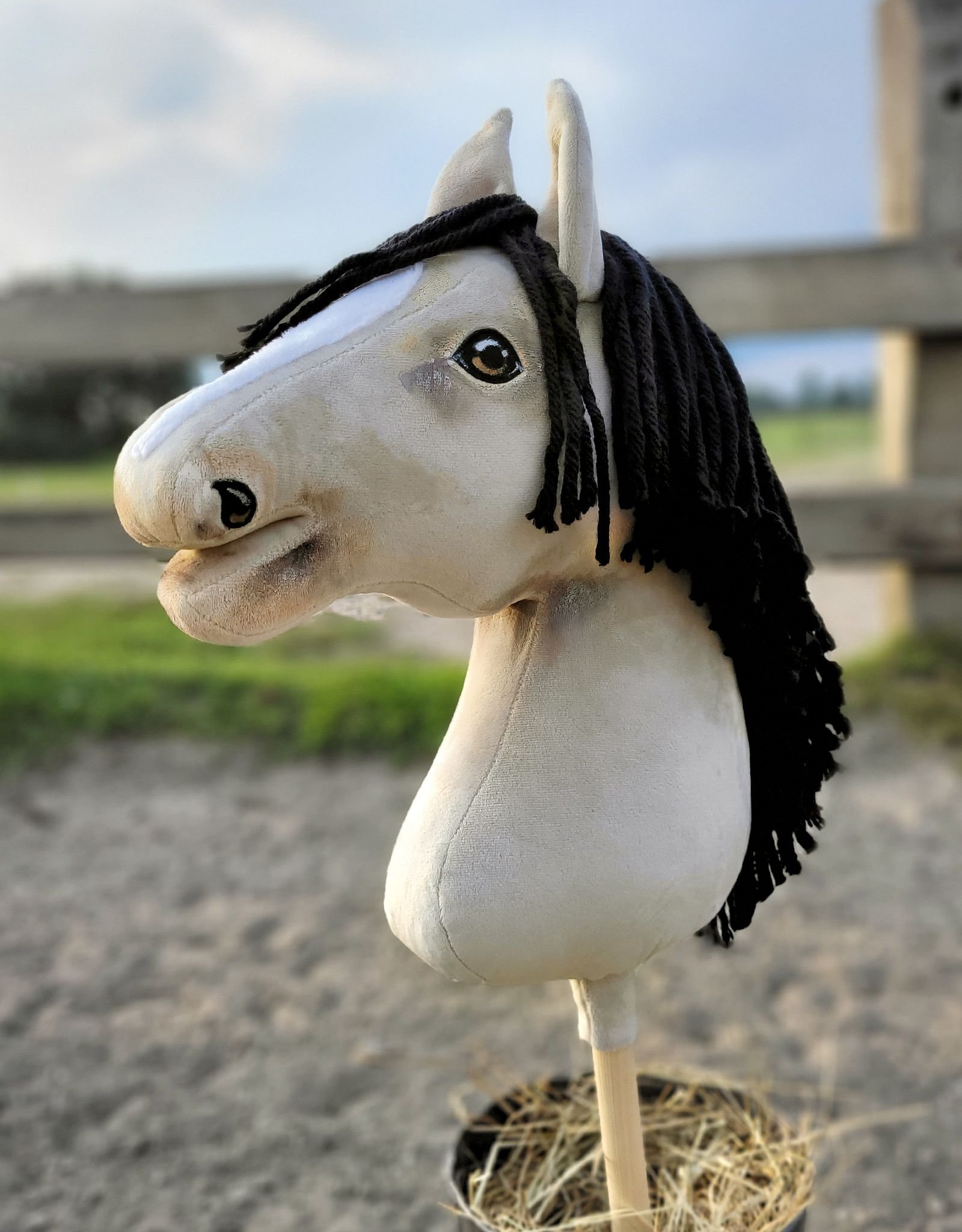 Arkliukas ant lazdos Super Hobby Horse Premium - šviesiai geltonai pilkas arklys A3 - Image 6