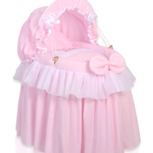 Pinta lėlių lovytė – lopšys lėlėms su gaubtu LITTLE PRINCESS, rožinė