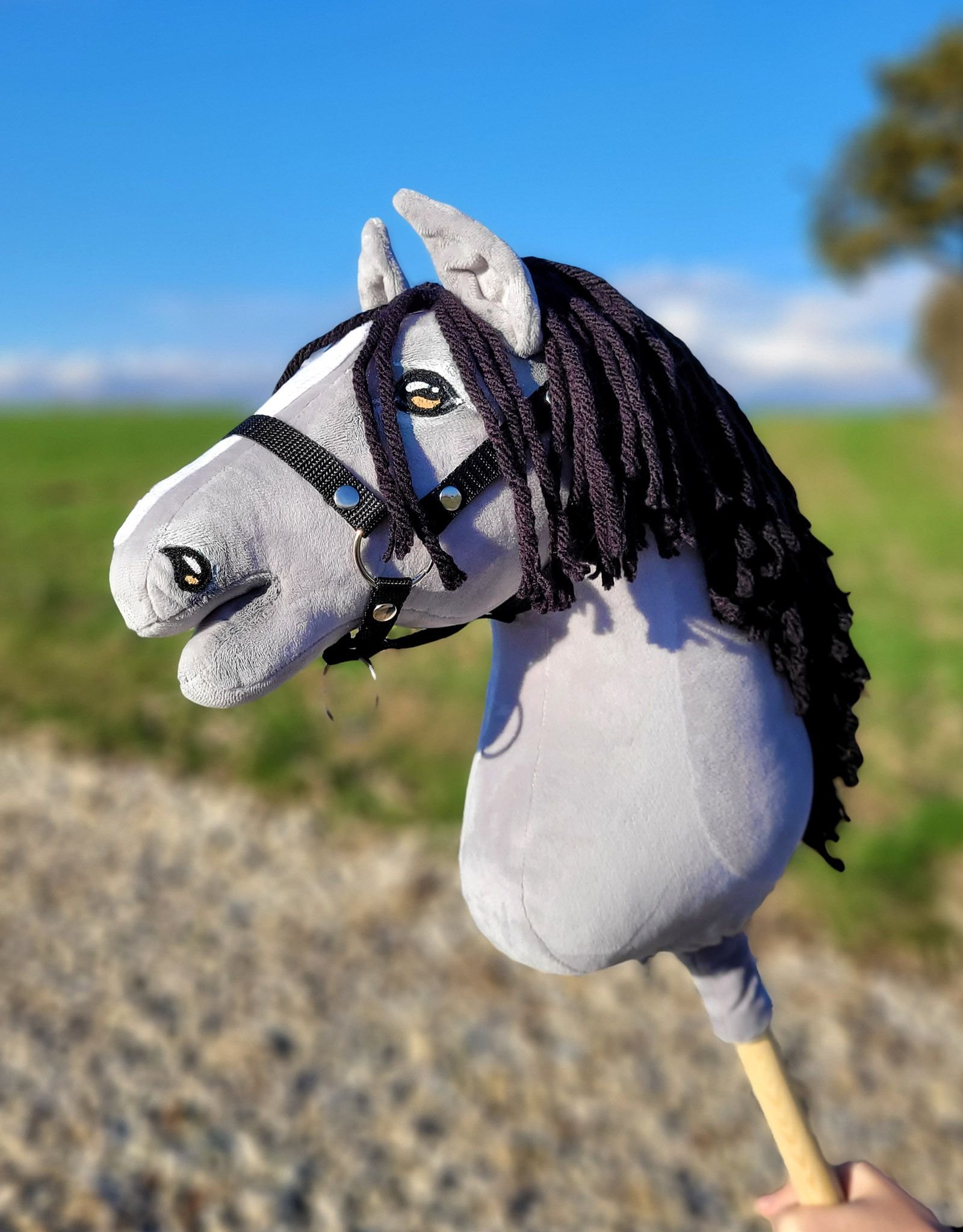 Arkliukas ant lazdos Super Hobby Horse Premium - pilkas arklys IV su juodais karčiais A3 - Image 5