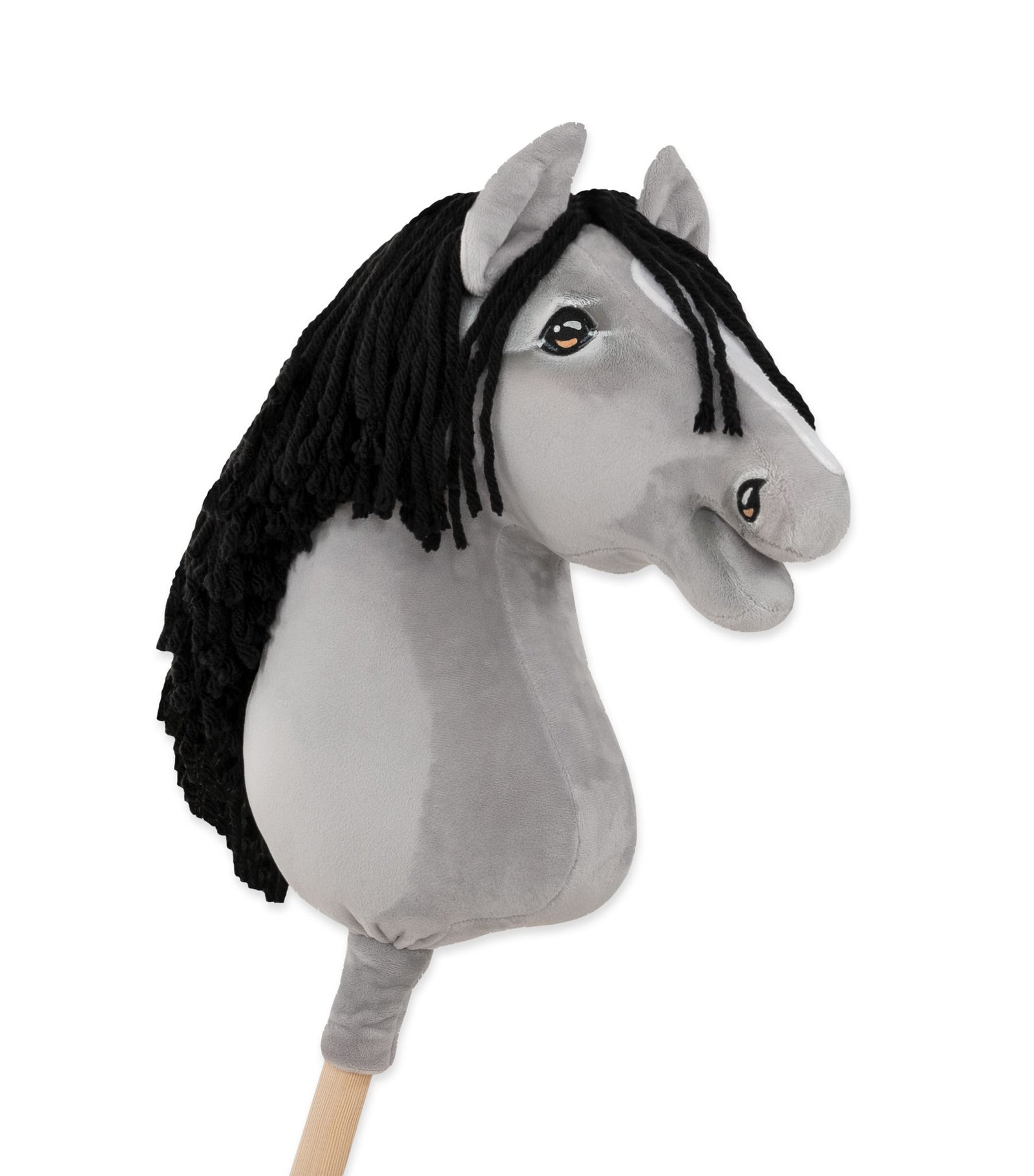 Arkliukas ant lazdos Super Hobby Horse Premium - pilkas arklys IV su juodais karčiais A3