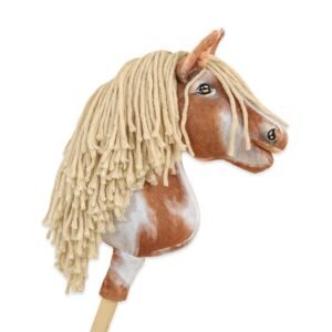 Arkliukas ant lazdos Super Hobby Horse Premium - bėras dėmėtas arklys (tobiano) su smėlio spalvos karčiais A4