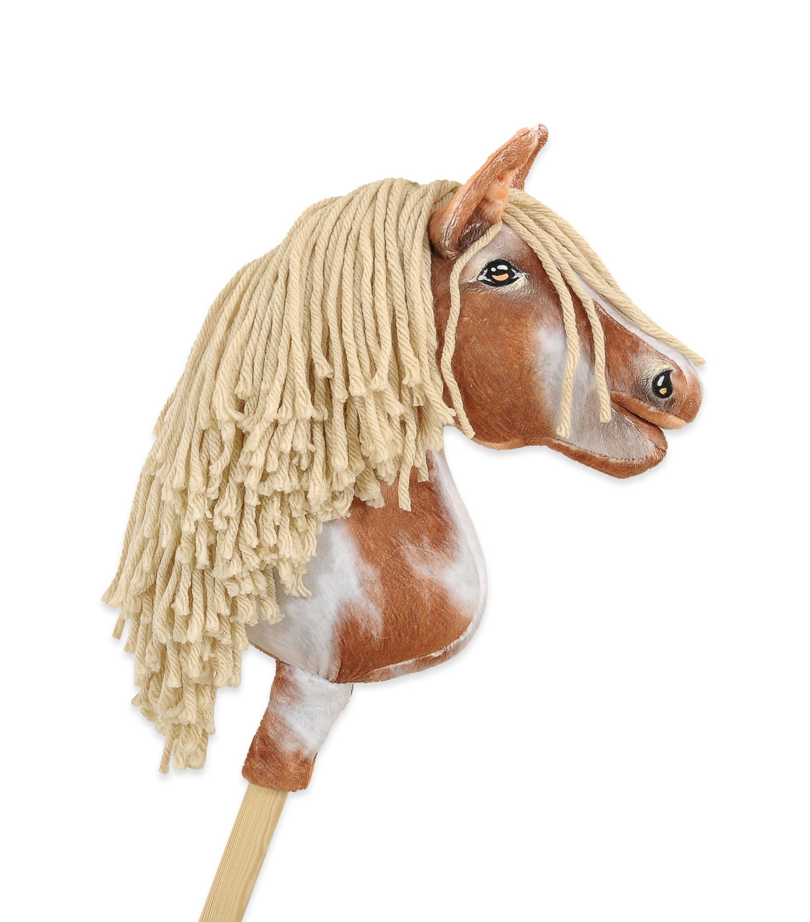 Arkliukas ant lazdos Super Hobby Horse Premium - bėras dėmėtas arklys (tobiano) su smėlio spalvos karčiais A4