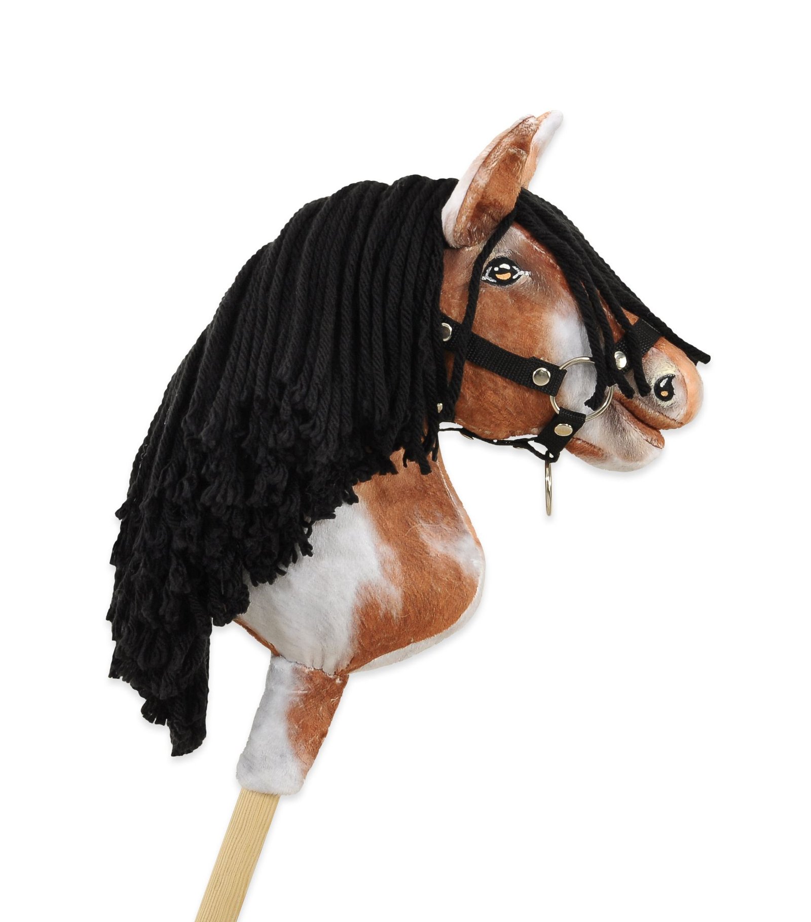 Arkliukas ant lazdos Super Hobby Horse Premium - bėras dėmėtas arklys (tobiano) su juodais karčiais A4 - Image 2
