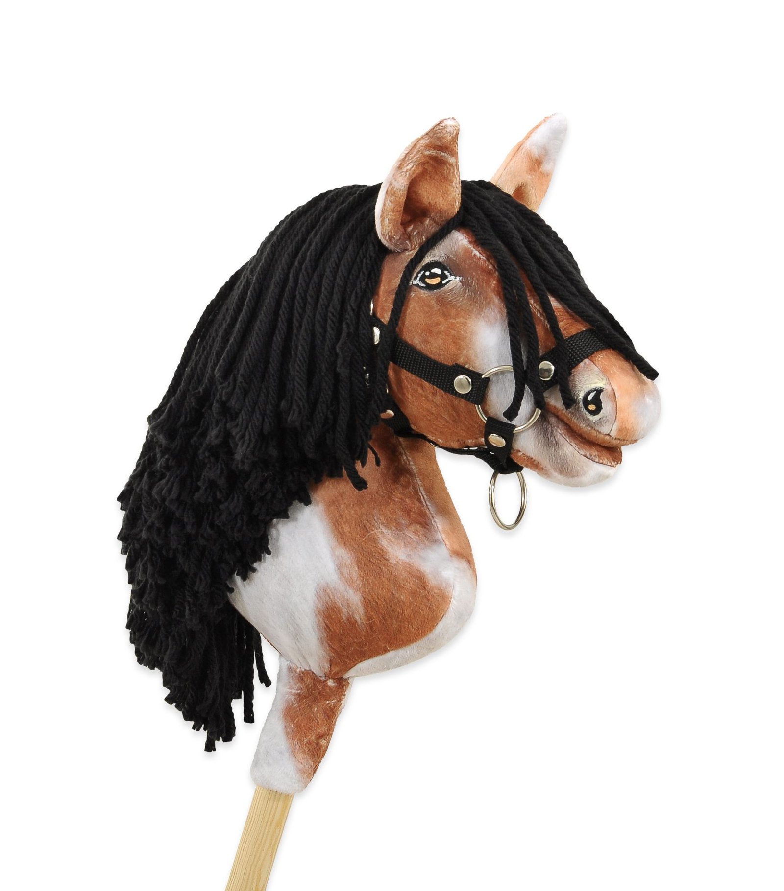Arkliukas ant lazdos Super Hobby Horse Premium - bėras dėmėtas arklys (tobiano) su juodais karčiais A4 - Image 3