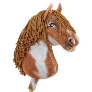 Arkliukas ant lazdos Super Hobby Horse Premium - bėras dėmėtas arklys (tobiano) su rudais karčiais A3