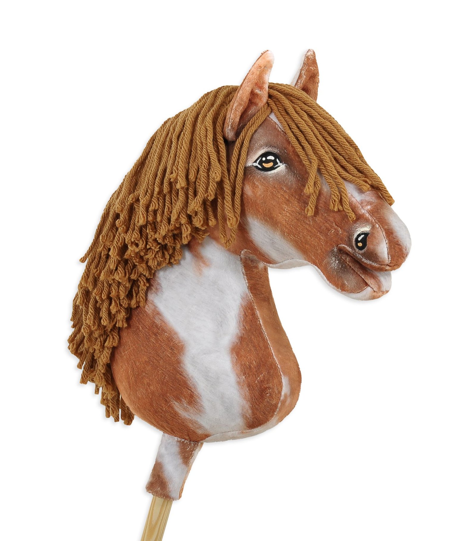 Arkliukas ant lazdos Super Hobby Horse Premium - bėras dėmėtas arklys (tobiano) su rudais karčiais A3