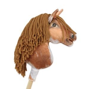 Arkliukas ant lazdos Super Hobby Horse Premium - bėras dėmėtas arklys (tobiano) su rudais karčiais A4