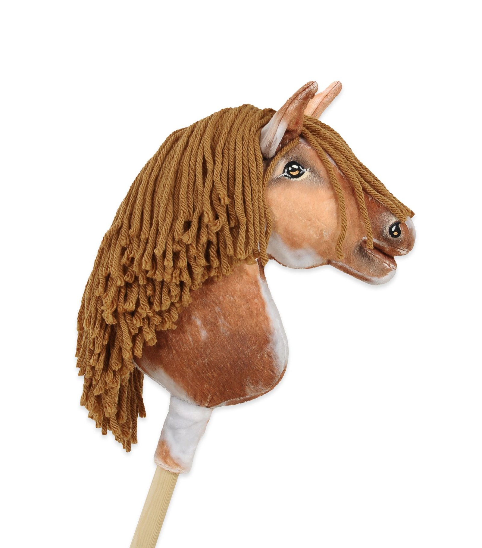 Arkliukas ant lazdos Super Hobby Horse Premium - bėras dėmėtas arklys (tobiano) su rudais karčiais A4