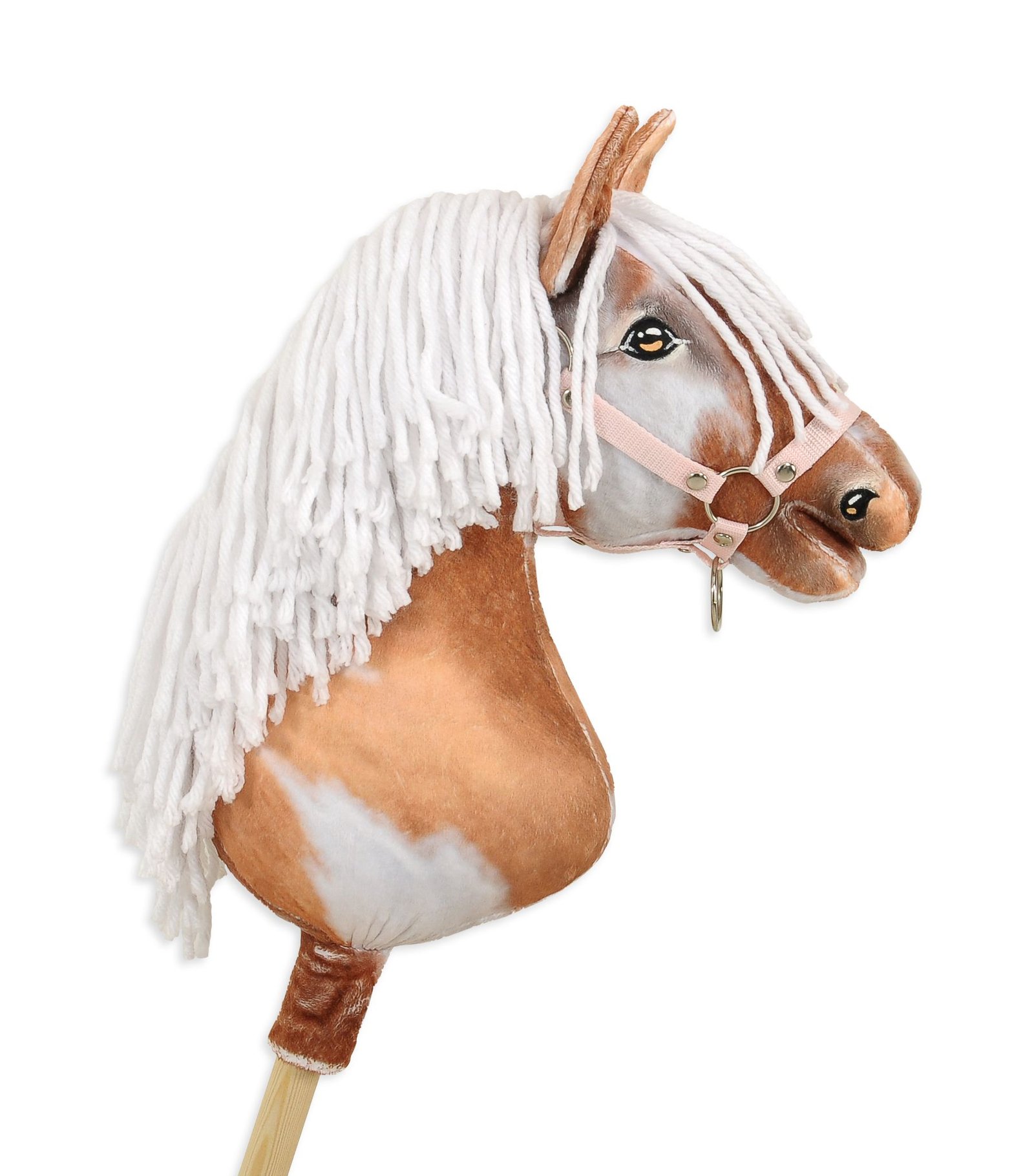 Arkliukas ant lazdos Super Hobby Horse Premium - bėras dėmėtas arklys (tobiano) su baltais karčiais A3 - Image 4