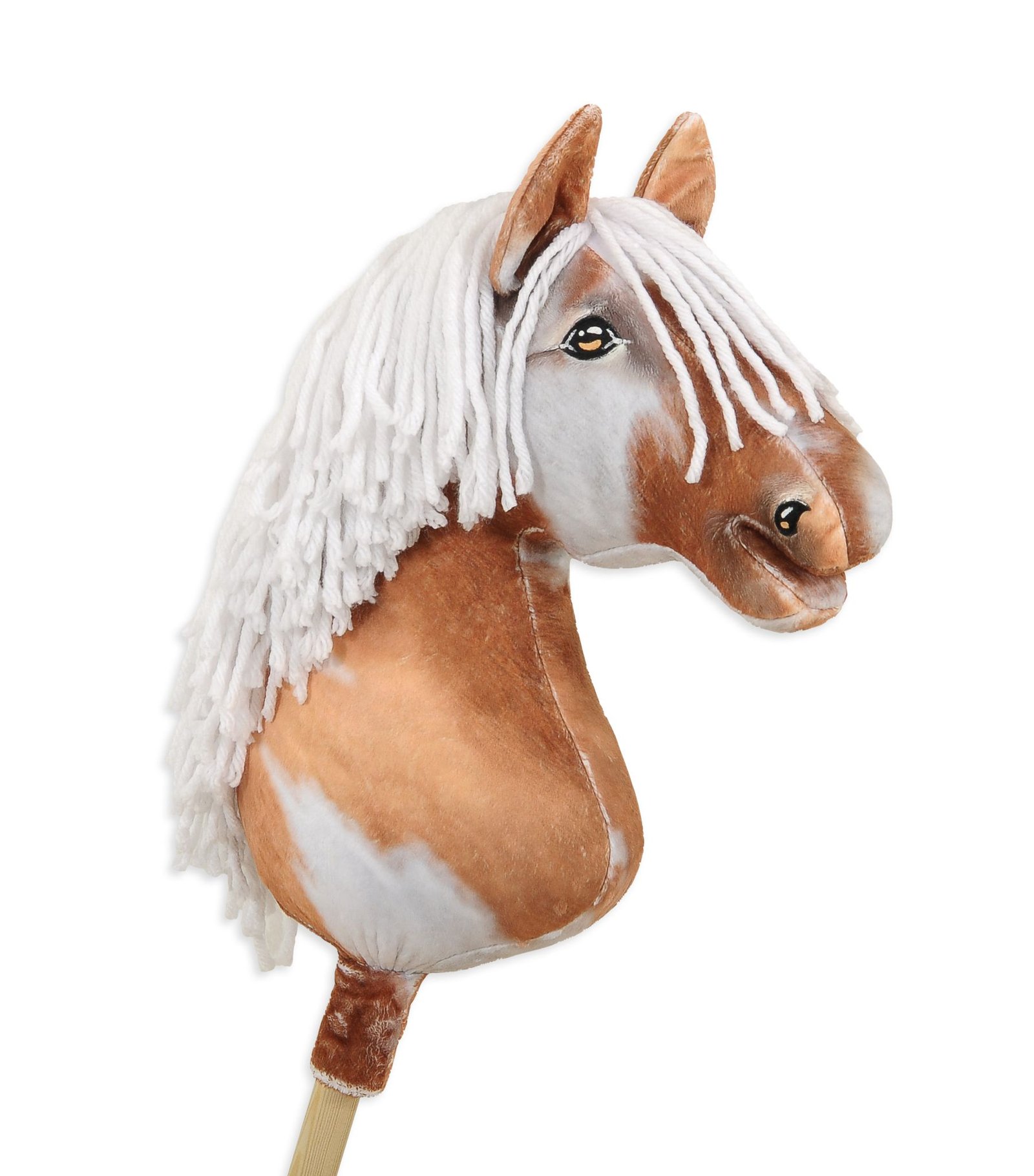 Arkliukas ant lazdos Super Hobby Horse Premium - bėras dėmėtas arklys (tobiano) su baltais karčiais A3