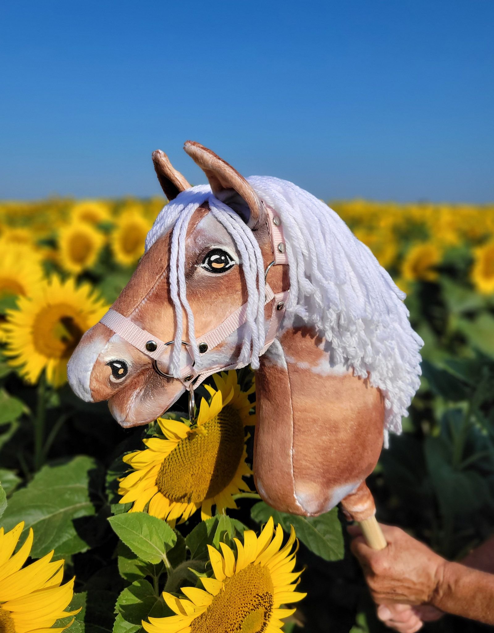 Arkliukas ant lazdos Super Hobby Horse Premium - bėras dėmėtas arklys (tobiano) su baltais karčiais A3 - Image 8