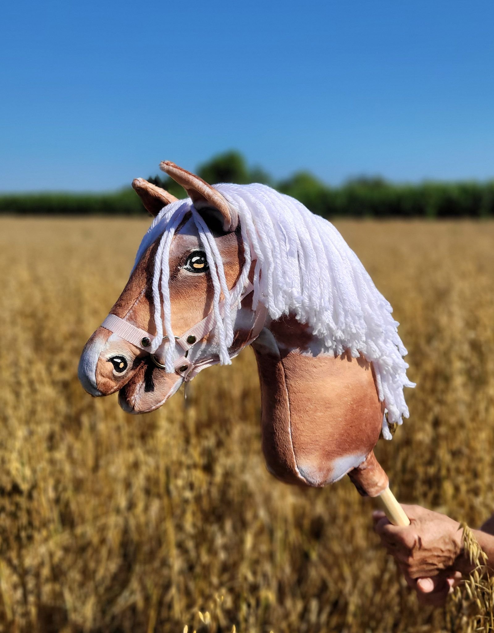Arkliukas ant lazdos Super Hobby Horse Premium - bėras dėmėtas arklys (tobiano) su baltais karčiais A3 - Image 9