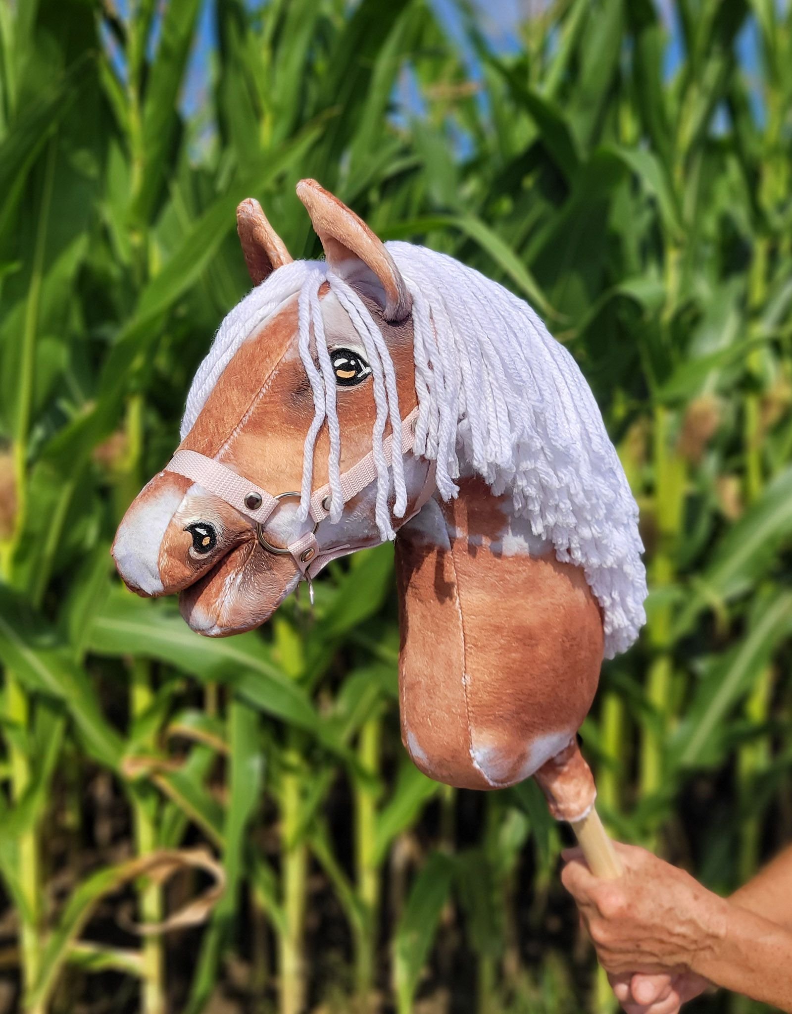 Arkliukas ant lazdos Super Hobby Horse Premium - bėras dėmėtas arklys (tobiano) su baltais karčiais A3 - Image 10
