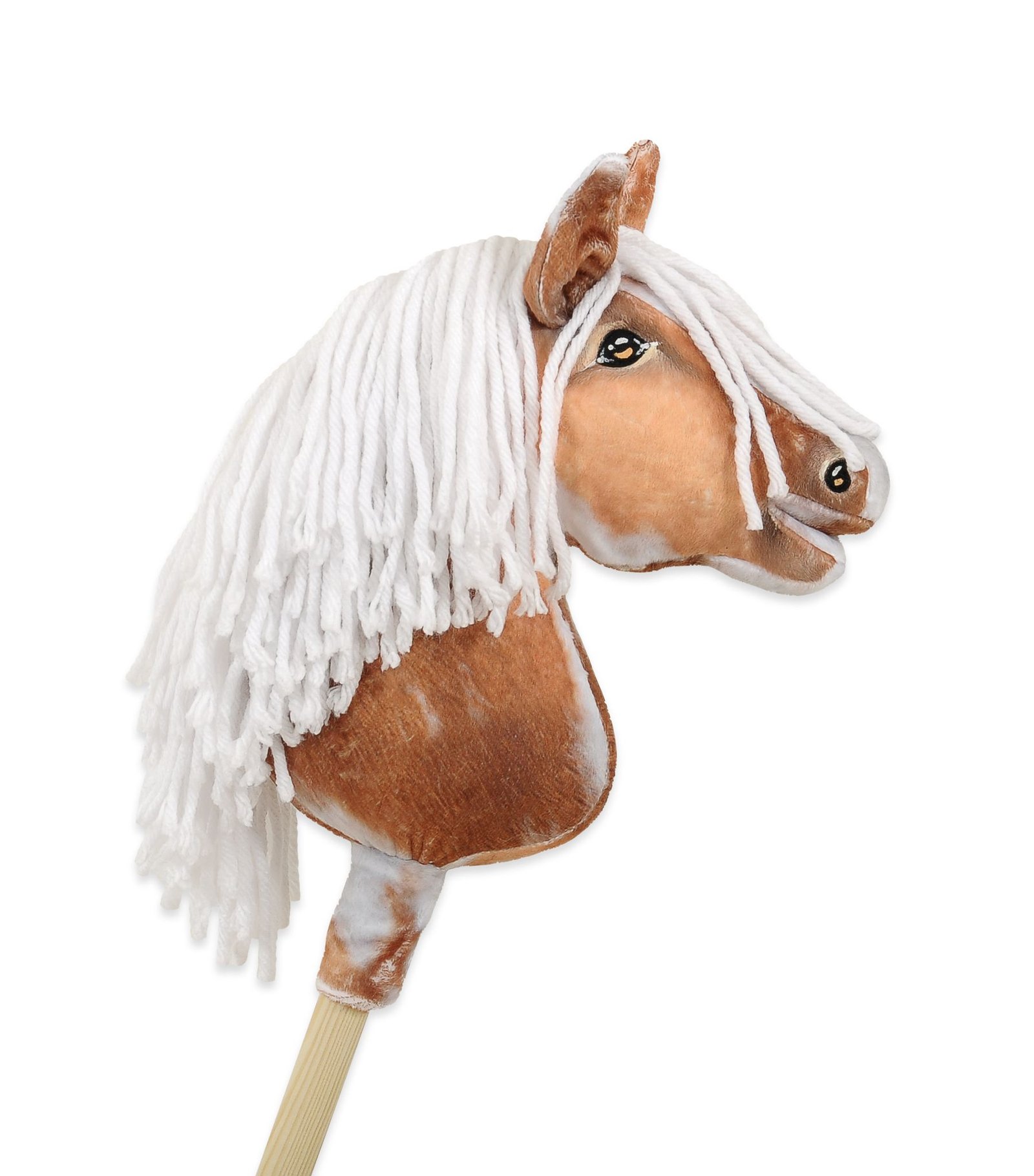 Arkliukas ant lazdos Super Hobby Horse Premium - bėras dėmėtas arklys (tobiano) su baltais karčiais A4