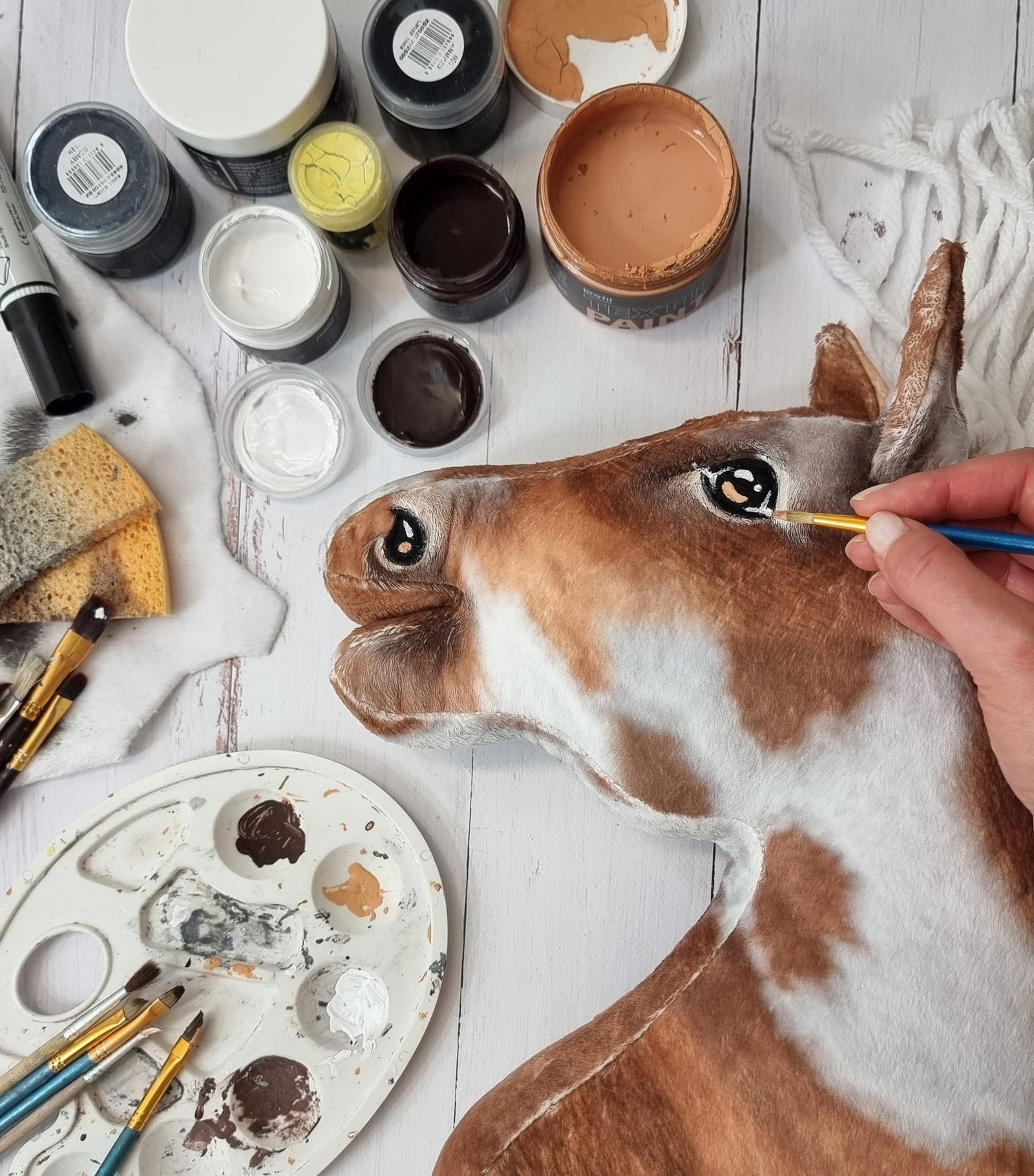 Arkliukas ant lazdos Super Hobby Horse Premium - bėras dėmėtas arklys (tobiano) su baltais karčiais A3 - Image 3