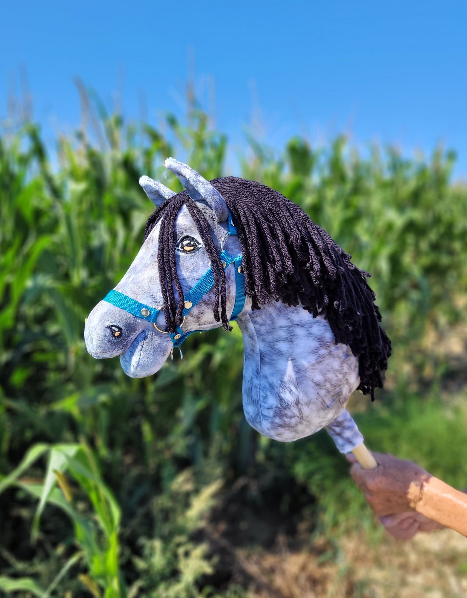 Arkliukas ant lazdos Super Hobby Horse Premium - obuolmušis arklys su juodais karčiais A3 - Image 7
