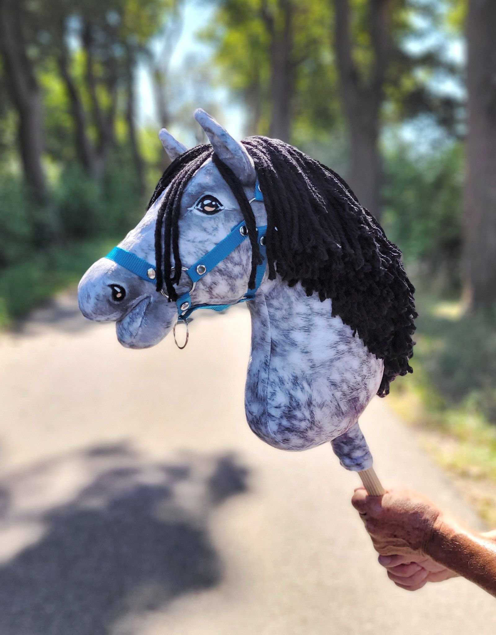 Arkliukas ant lazdos Super Hobby Horse Premium - obuolmušis arklys su juodais karčiais A3 - Image 8