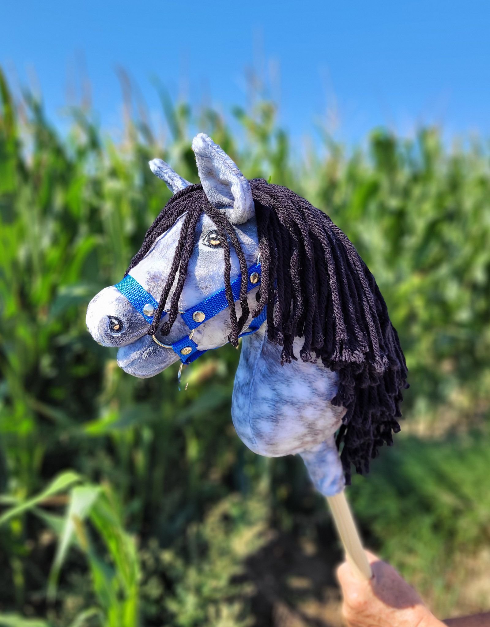 Arkliukas ant lazdos Super Hobby Horse Premium - obuolmušis arklys su juodais karčiais A4 - Image 5