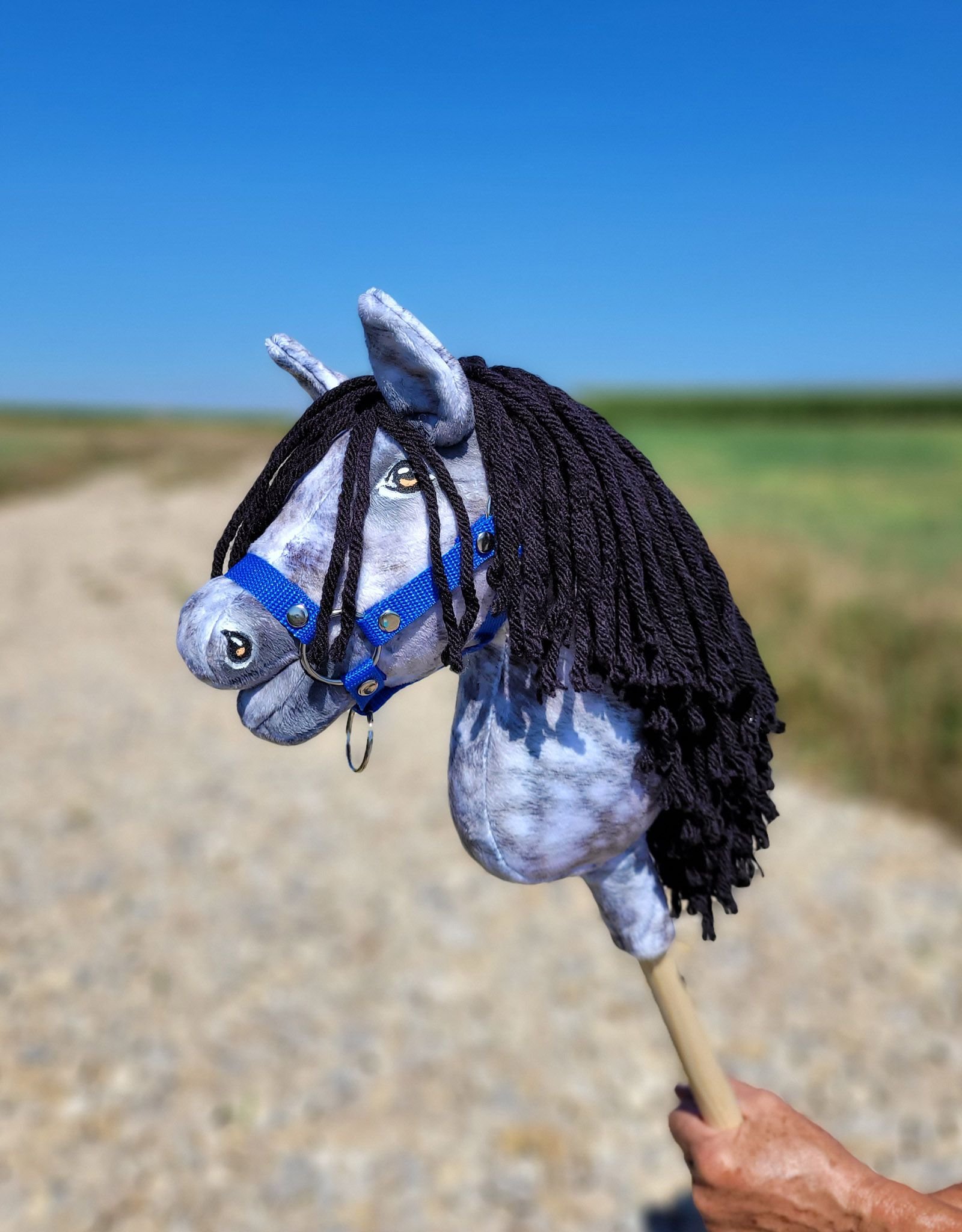 Arkliukas ant lazdos Super Hobby Horse Premium - obuolmušis arklys su juodais karčiais A4 - Image 6