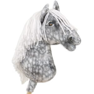 Arkliukas ant lazdos Super Hobby Horse Premium - obuolmušis arklys su baltais karčiais A3