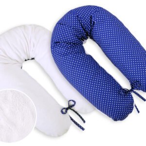 Pregnancy pillow- double-sided- Navy blue with white polka