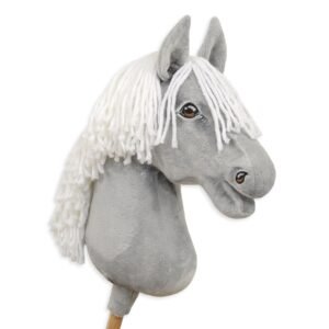 Horse on a stick Super Hobby Horse Premium - gray horse with white mane A3