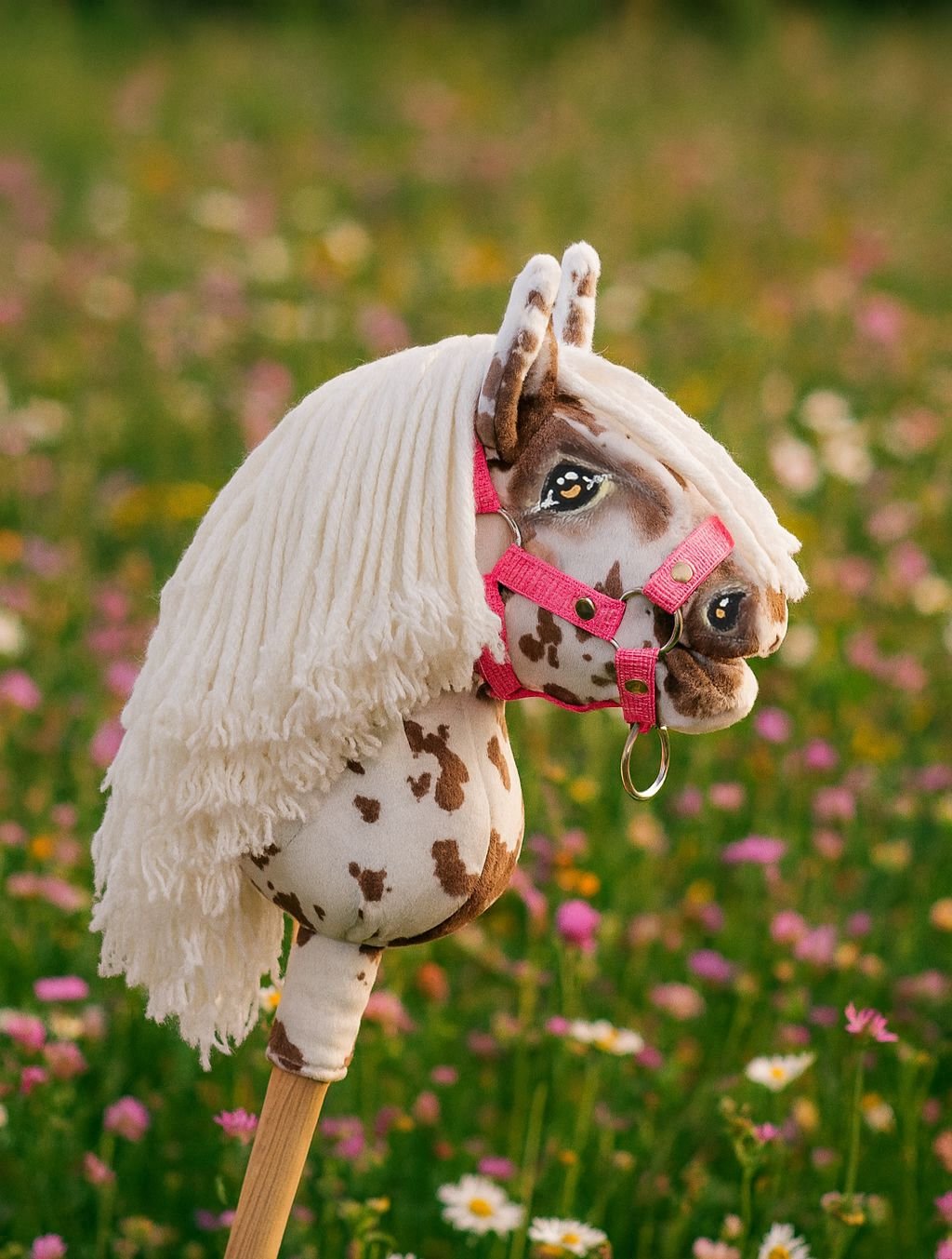Arkliukas ant lazdos Super Hobby Horse Premium, rudas dėmėtas su baltais karčiais, A5 - Image 7