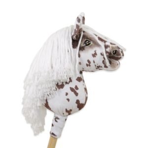 Arkliukas ant lazdos Super Hobby Horse Premium, rudas dėmėtas su baltais karčiais, A5