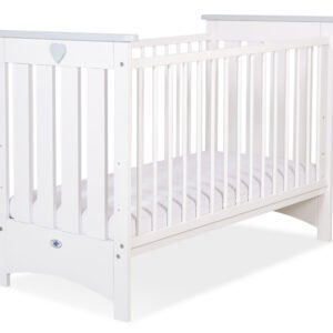 Wooden baby cot 120x60cm Lorenzo III white-grey, with teething rail