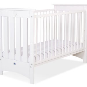 Wooden baby cot 120x60cm Lorenzo III white, with teething rail