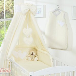 Baldakimas iš audinio – „Hanging Hearts“ kreminis