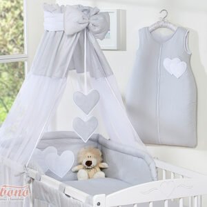 Baldakimas iš šifono – „Hanging Hearts“ pilkas