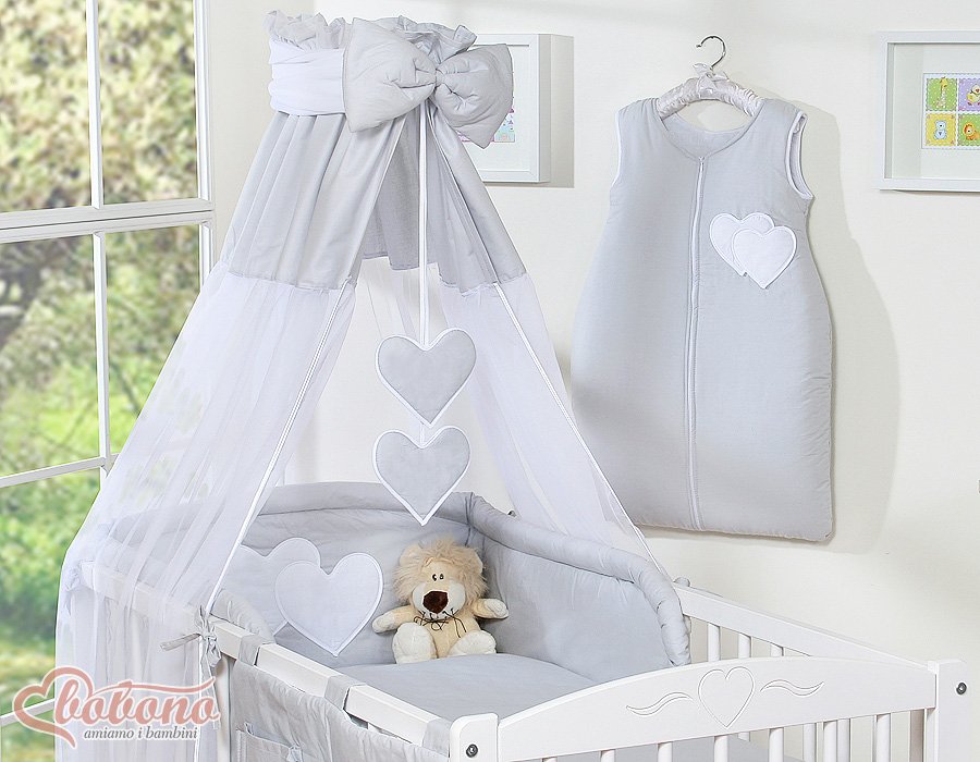 Baldakimas iš šifono – „Hanging Hearts“ pilkas