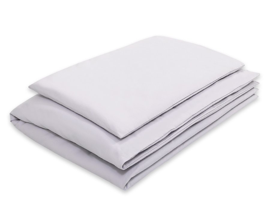 Medvilninis vaikiškas patalynės komplektas, 2 dalys: pagalvės užvalkalas 60x40 cm ir antklodės užvalkalas 135x100 cm – pilkas - Image 2