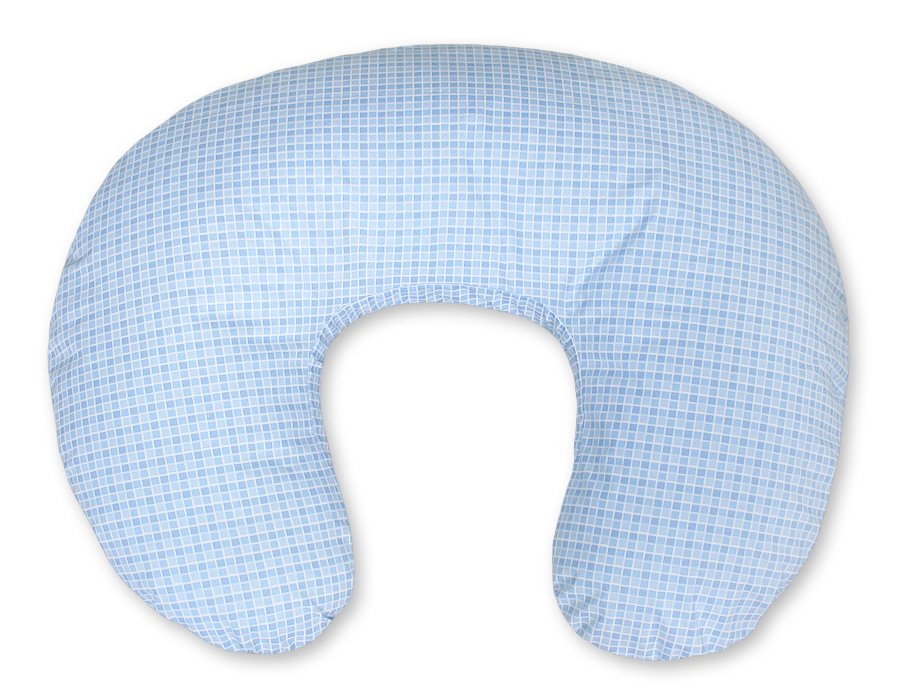 Breastfeeding Pillow Nursing Croissant Pillow, removable, Hands-Free Feeding - blue checkered