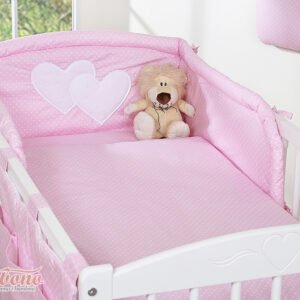 Bedding set 3-pcs 135x100 - Hanging Hearts white polka dots on pink