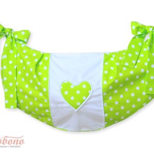 Toys bag- Hanging Hearts white dots on green