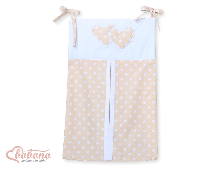 Diaper bag- Hanging Hearts white dots on beige