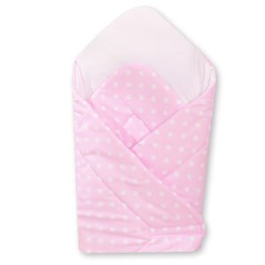 Kūdikio lizdas su sustandinimu - Kabančios širdelės, balti taškučiai ant rožinio fono