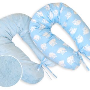 Pregnancy pillow- double-sided-Simple Owls blue